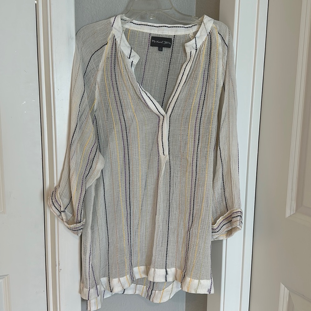 Michael Stars, White, Purple, Yellow, Navy, Linen, Size Small